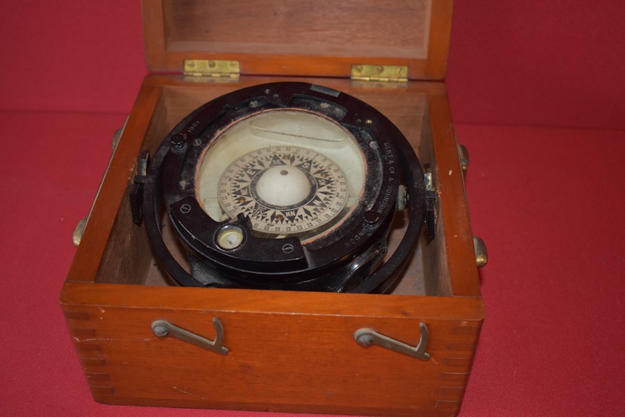 SHIPS COMPASS IN MAHOGANY CASE-SOLD